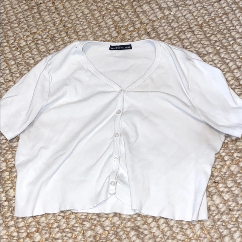 Brandy Melville white button up tee